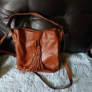 Patricia Nash Brown Leather Shoulder Bag with Tassel